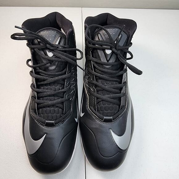 Nike Zoom Code Elite 3/4 Football Cleats Black/Silver Size 12.5 - Picture 2 of 9